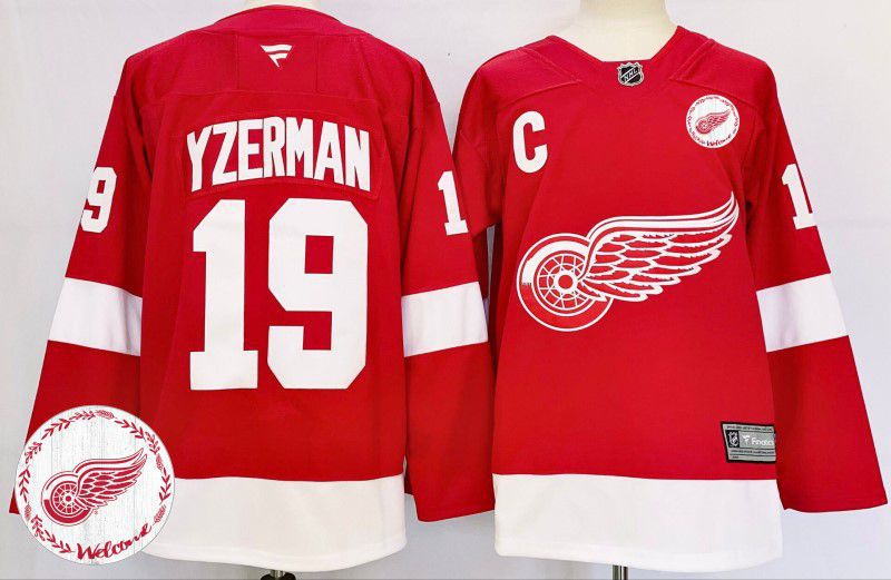 Men Detroit Red Wings #19 Yzerman Red Fanatics 2025 NHL Jersey style 2